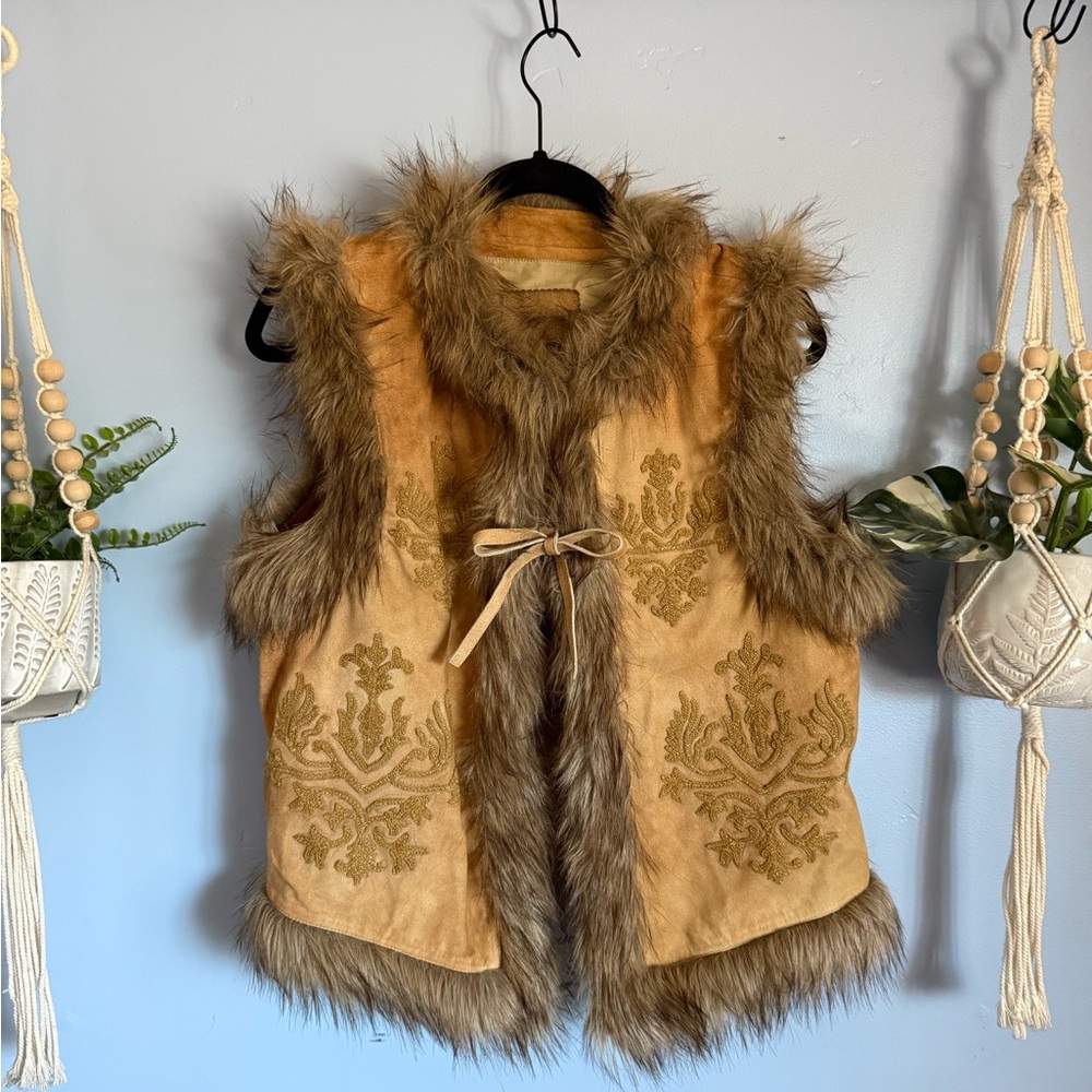 Sundance Lotus Blossom Goat Suede Fur Vest